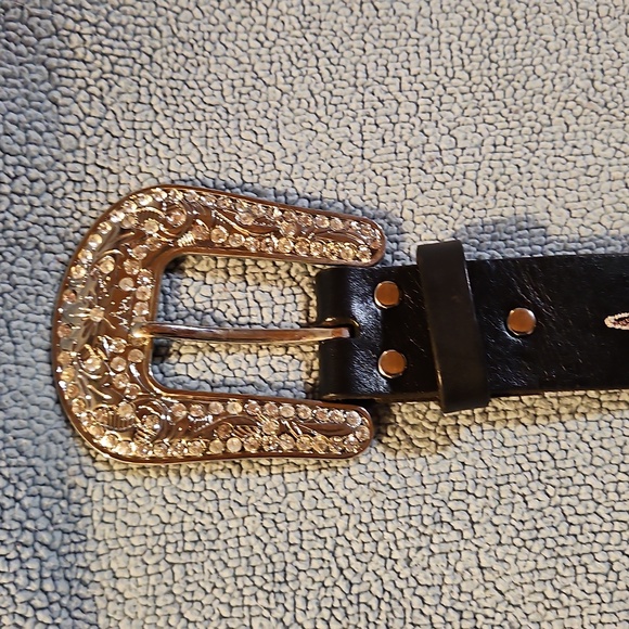 Women's Nocona Black Silvertone Rhinestone Western Belt Size Large - Picture 9 of 16